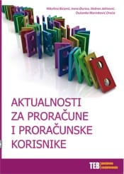 Naslovnica knjige AKTUALNOSTI ZA PRORAČUNE I PRORAČUNSKE KORISNIKE - Nikolina Bičanić, Ivana Đurica, Vedran Jelinović
