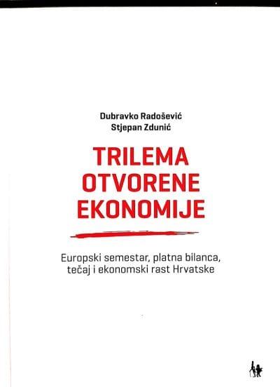 New Doc 2019-02-15 16.01.26 Naslovnica knjige TRILEMA OTVORENE EKONOMIJE: Europski semestar, platna bilanca, tečaj i ekonomski rast Hrvatske - Dubravko Radošević, Stjepan Zdunić
