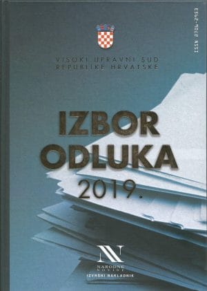 Naslovnica knjige VISOKI UPRAVNI SUD RH IZBOR ODLUKA 2019.