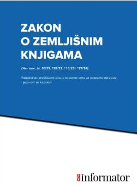 Naslovnica knjige ZAKON O ZEMLJIŠNIM KNJIGAMA: (Nar. nov., br. 63/19 i 128/22, 155/23, 127/24) - redakcijski pročišćeni tekst s napomenama uz pojedine odredbe
